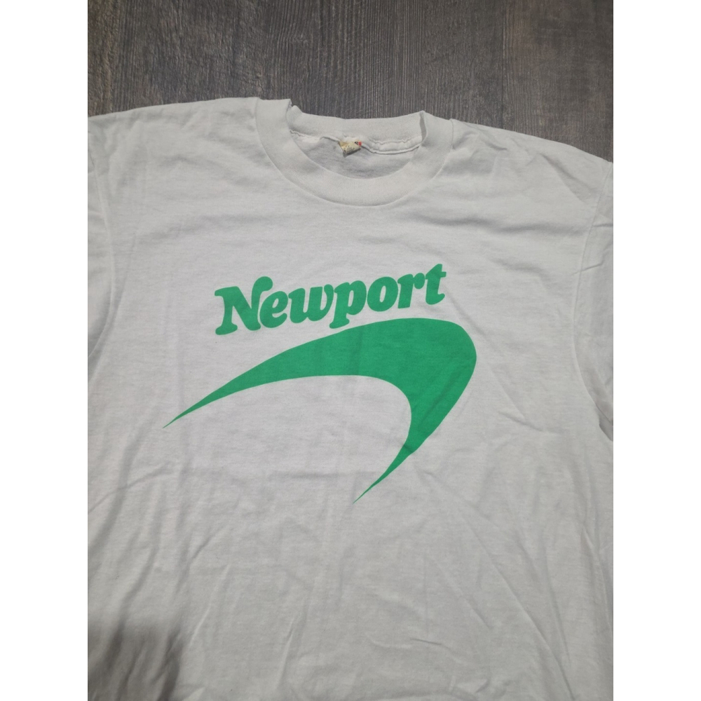 Vintage Size XL 80's Newport White Promo Shirt*NO STAINS OR YELLOWING*